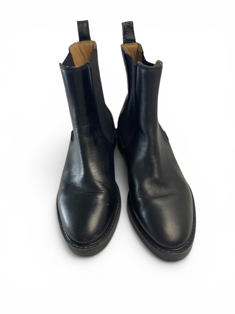 & Other Stories Leather Chelsea Ankle Boots Almond Toe Box in Black Size 7 - Picture 2 of 8